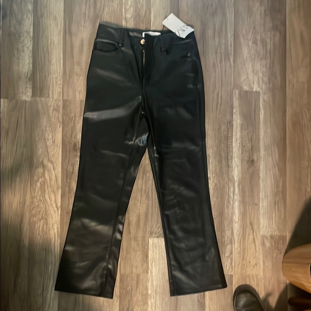 Zara Black Faux Leather Pants